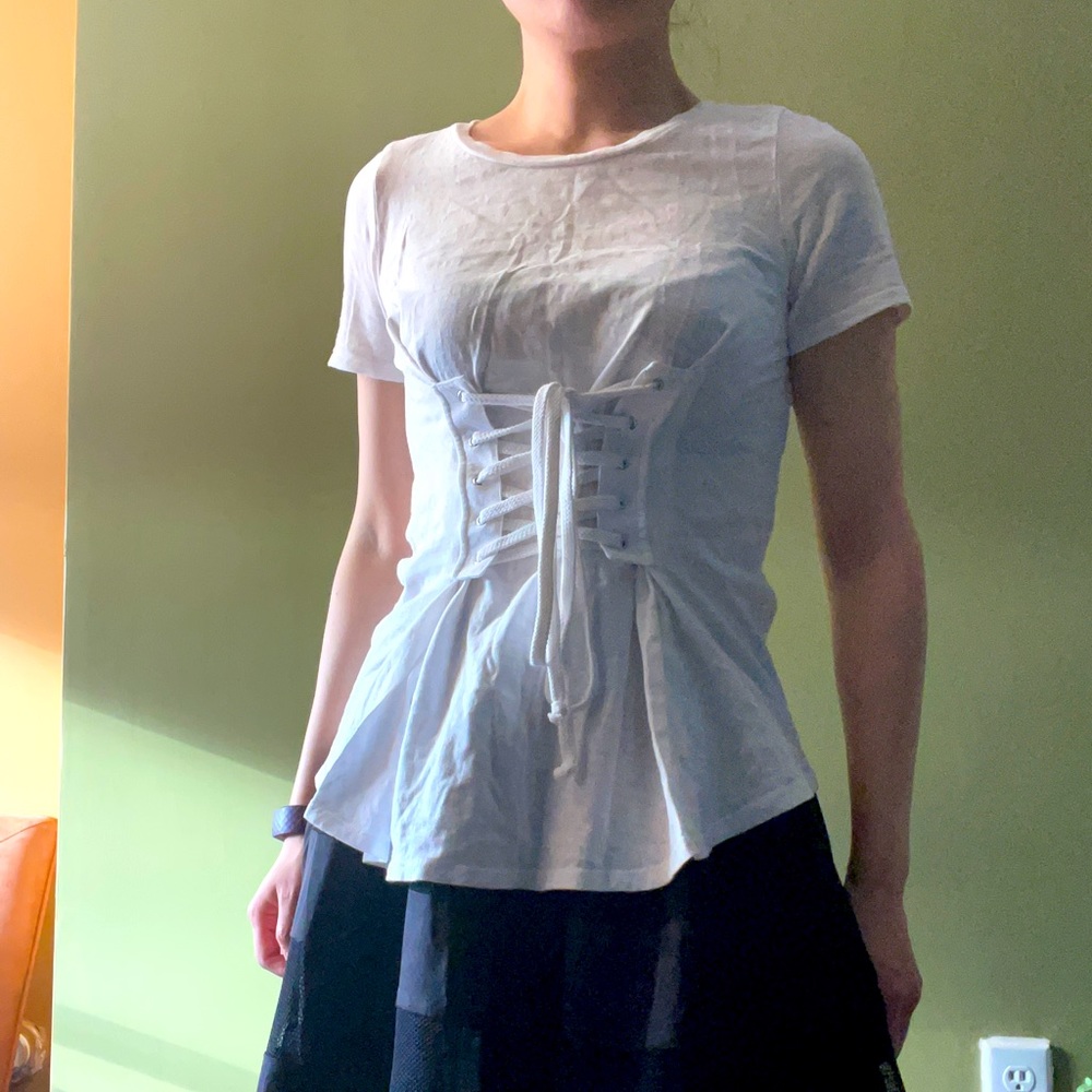 Unique white corset shirt size S